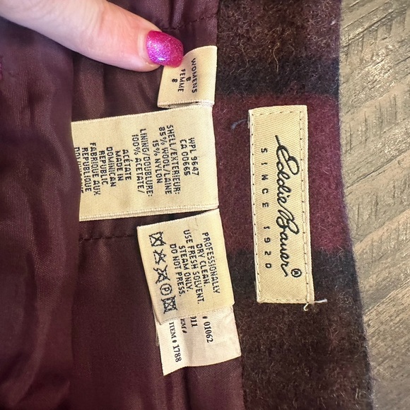 Eddie Bauer Burgundy and Olive Plaid Wool Mini Skirt - Picture 4 of 4